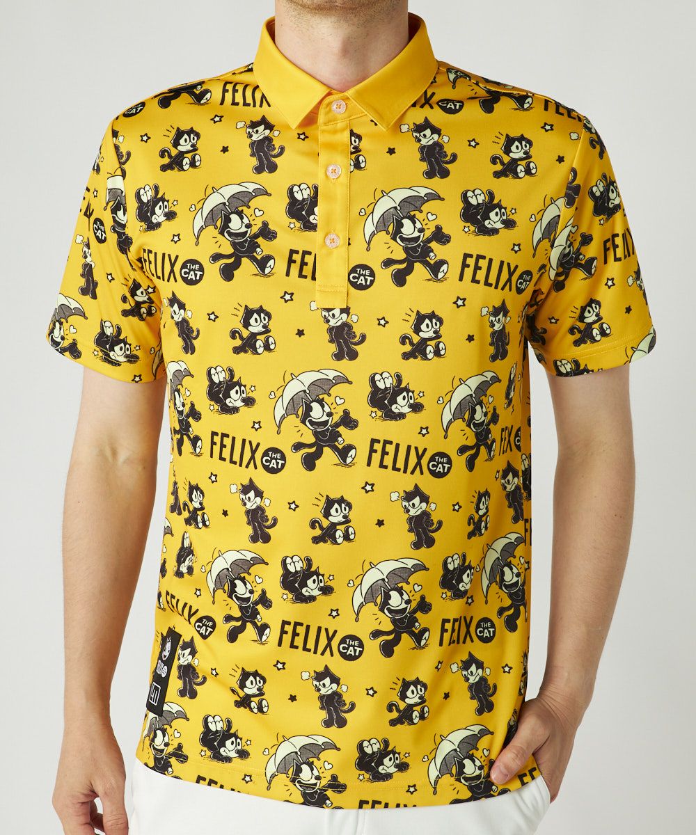 美品　ラウドマウス　LOUDMOUTH ポロシャツ　FELIX フィリックス メンズ LOUDMOUTH×FELIX コラボ柄半袖シャツ オレンジ | LOUDMOUTH JAPAN