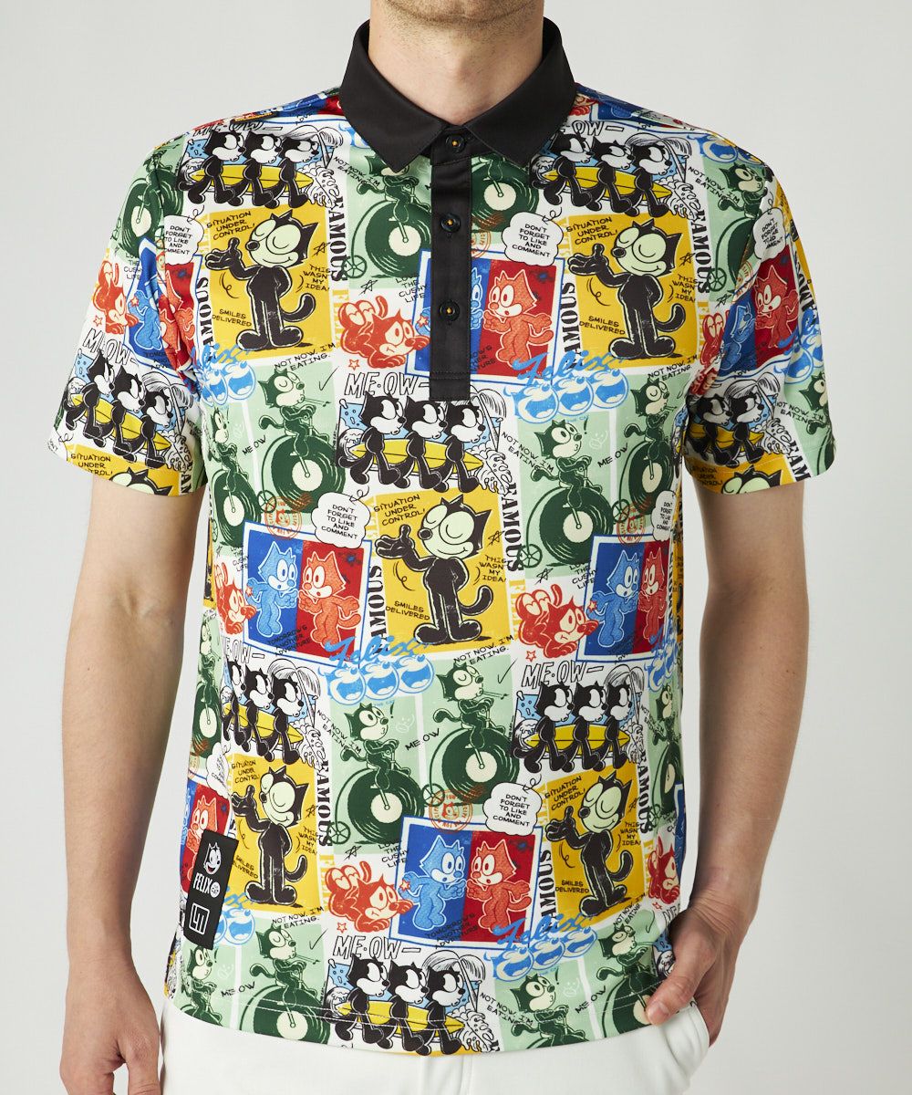 メンズ LOUDMOUTH×FELIX コラボ柄半袖シャツ ブラック | LOUDMOUTH JAPAN
