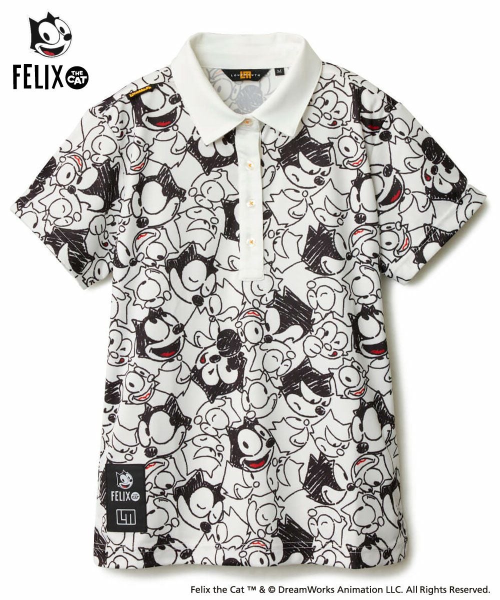 LOUDMOUTH フィリックス コラボ 半袖シャツ ホワイト L レディース LOUDMOUTH×FELIX コラボ柄半袖シャツ ホワイト | LOUDMOUTH