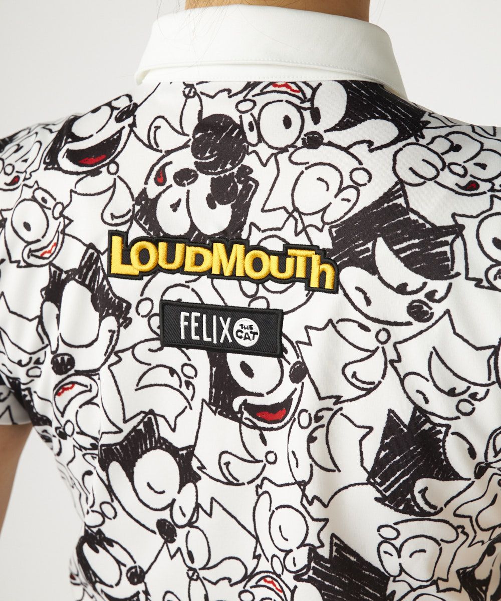 LOUDMOUTH フィリックス コラボ 半袖シャツ ホワイト L レディース LOUDMOUTH×FELIX コラボ柄半袖シャツ ホワイト | LOUDMOUTH