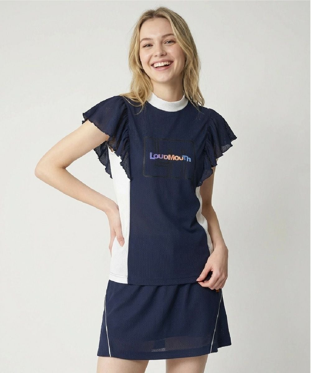 レディース メッシュトリコット ベーシックフレアスカート ネイビー