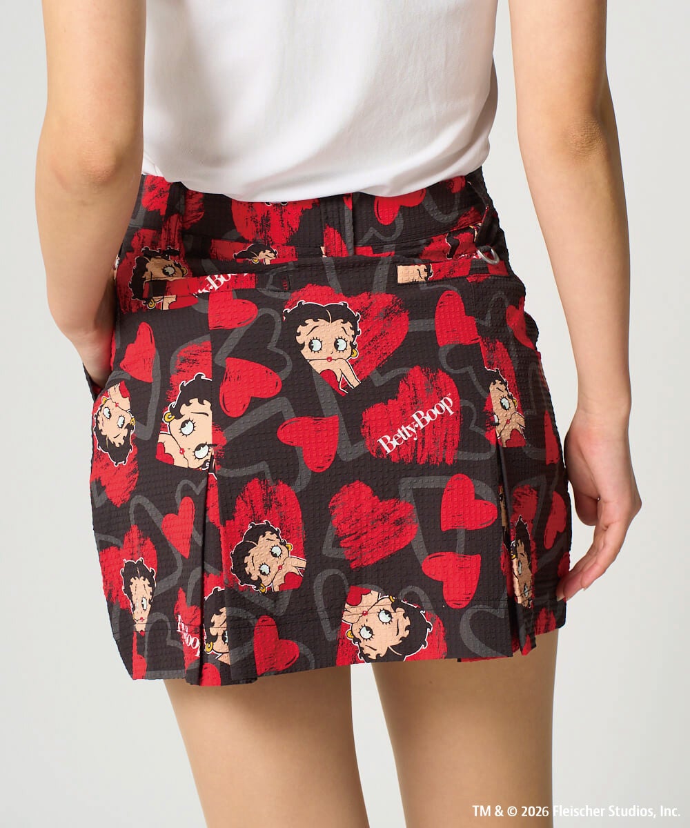 LOUDMOUTH ポロシャツ　スカート　サンバイザー　スカルバラ セットアップ LOUDMOUTH×Betty Boop™ レディース スカート Scribble Hearts