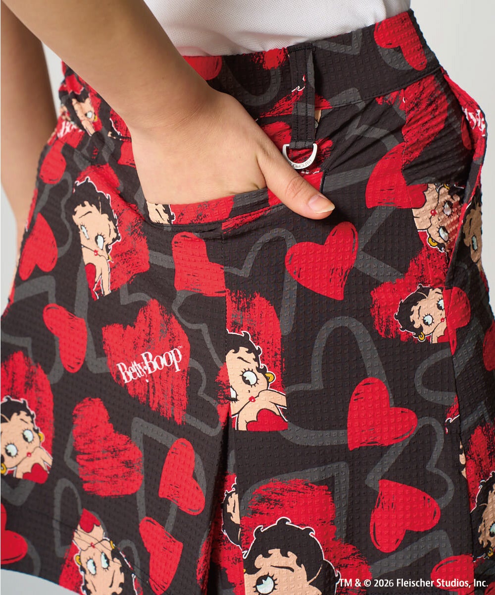 LOUDMOUTH ポロシャツ　スカート　サンバイザー　スカルバラ セットアップ LOUDMOUTH×Betty Boop™ レディース スカート Scribble Hearts