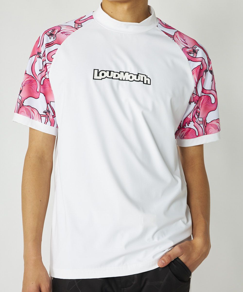 メンズ 切替モックネックシャツ ホワイト | LOUDMOUTH JAPAN