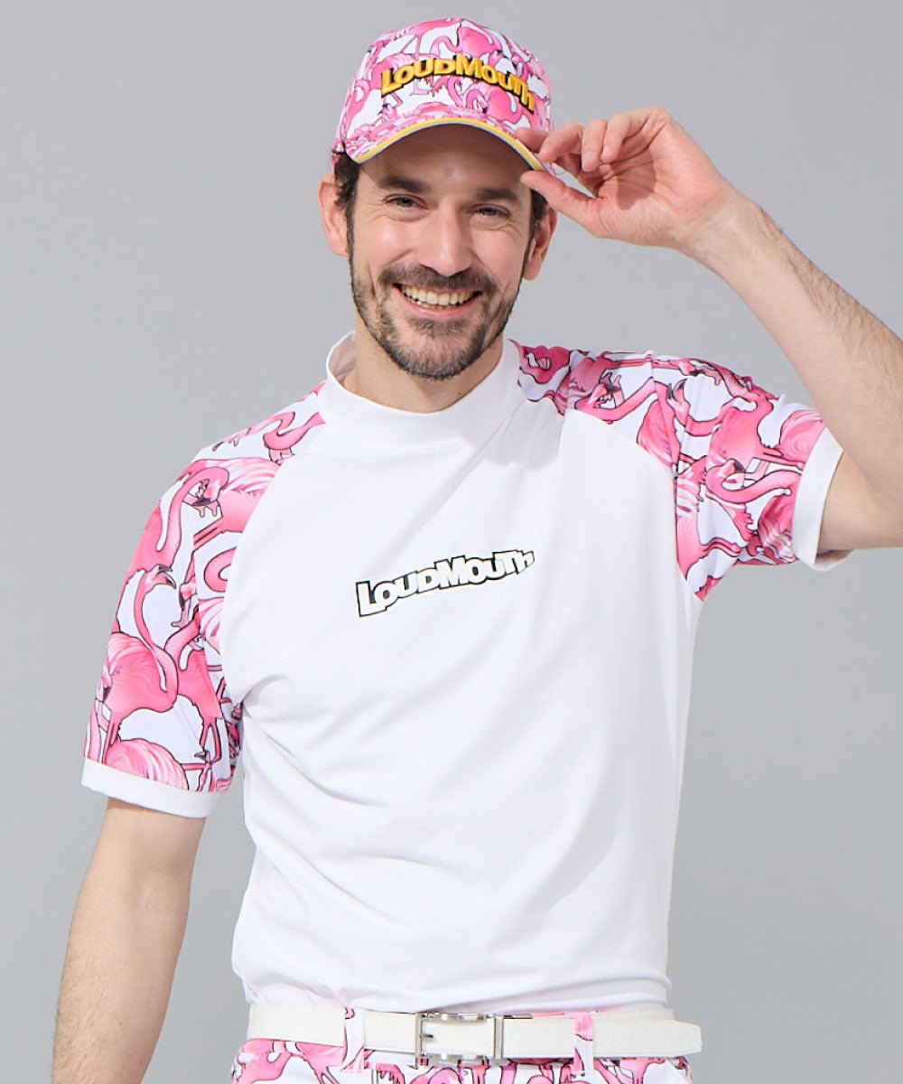 メンズ 切替モックネックシャツ ホワイト | LOUDMOUTH JAPAN