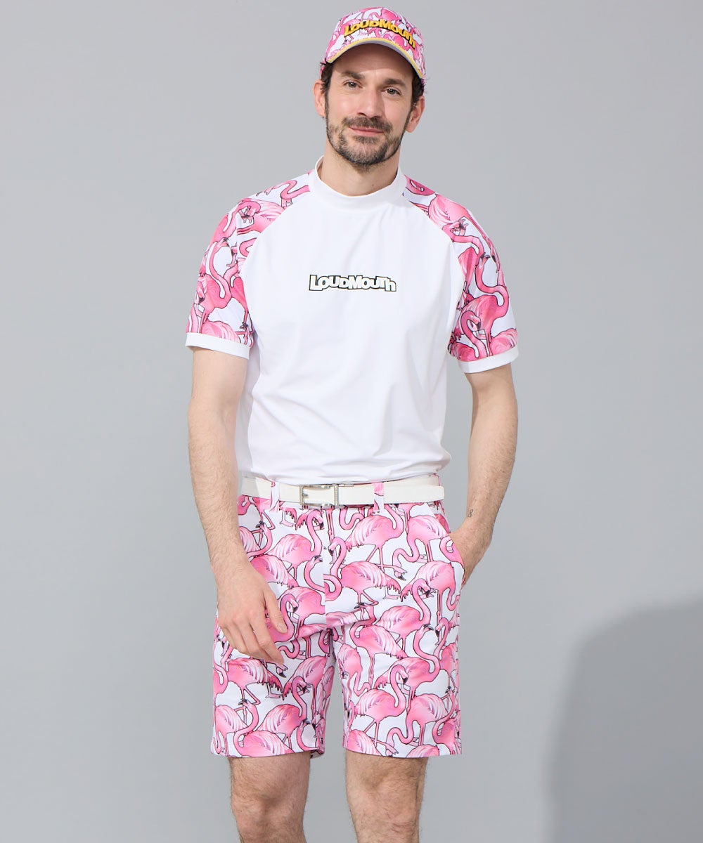 メンズ 切替モックネックシャツ ホワイト | LOUDMOUTH JAPAN