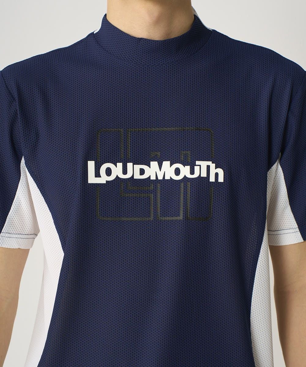 メンズ メッシュトリコット モックネックシャツ ネイビー | LOUDMOUTH