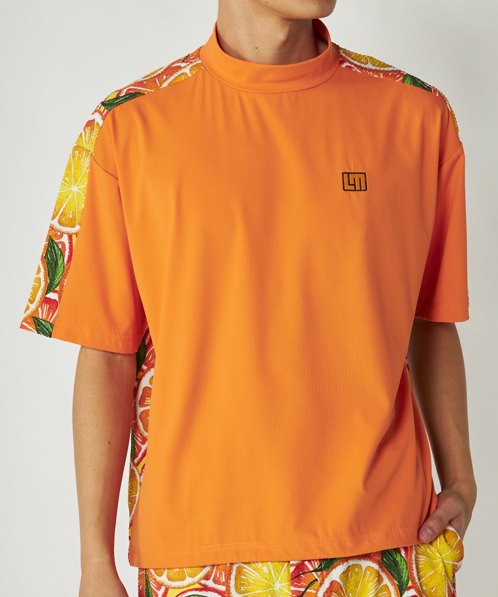 メンズ スムース×ニットサッカー切替シャツ オレンジ | LOUDMOUTH JAPAN