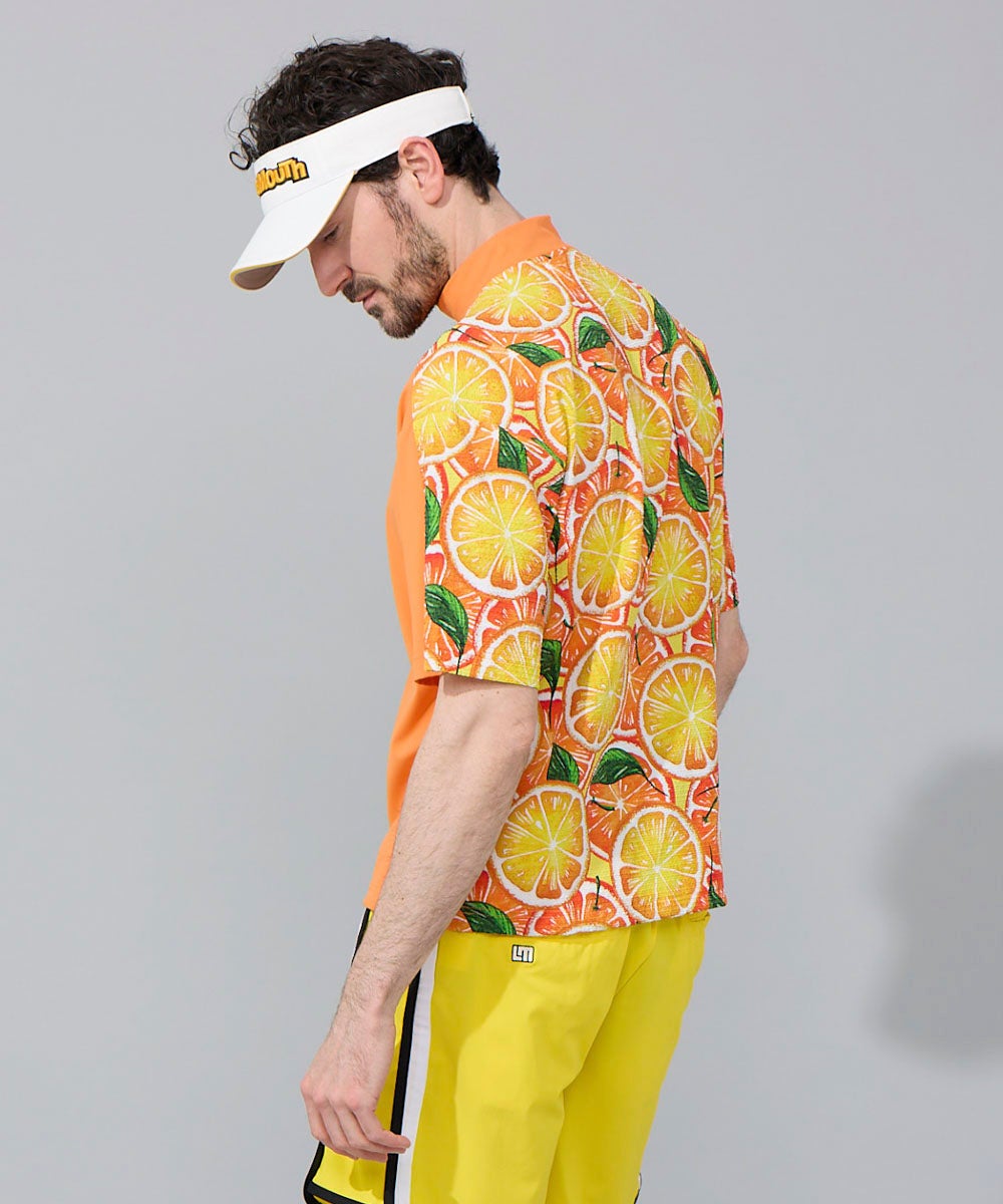 メンズ スムース×ニットサッカー切替シャツ オレンジ | LOUDMOUTH JAPAN