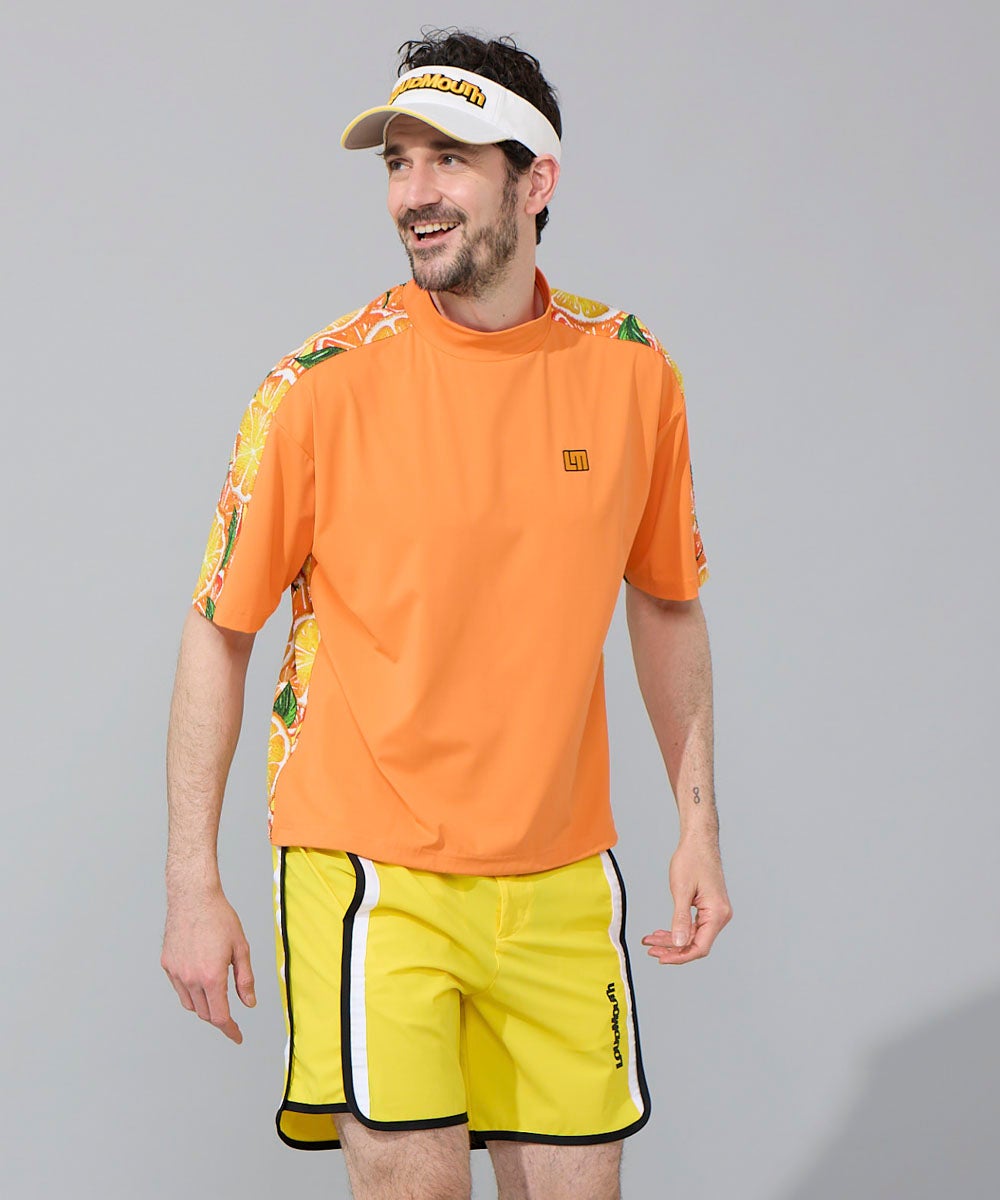 メンズ スムース×ニットサッカー切替シャツ オレンジ | LOUDMOUTH JAPAN