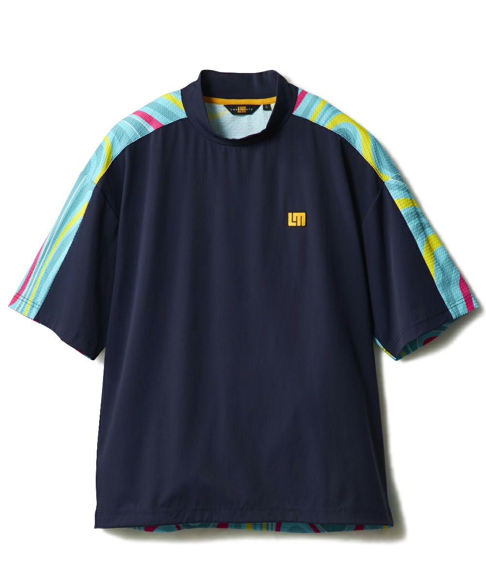 メンズ スムース×ニットサッカー切替シャツ ネイビー | LOUDMOUTH JAPAN