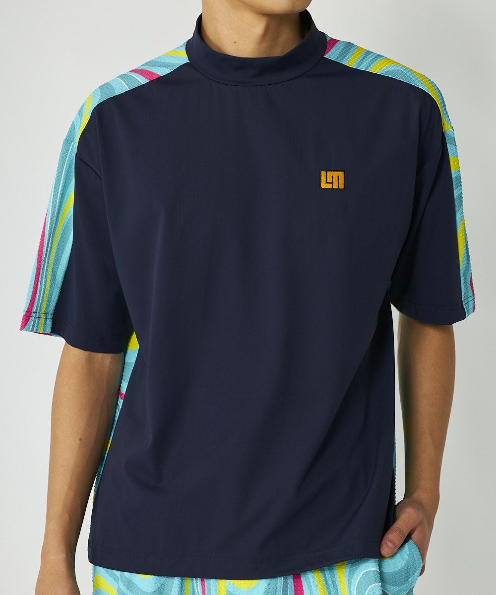 メンズ スムース×ニットサッカー切替シャツ ネイビー | LOUDMOUTH JAPAN
