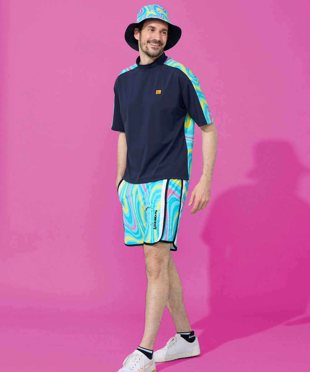 メンズ スムース×ニットサッカー切替シャツ ネイビー | LOUDMOUTH JAPAN