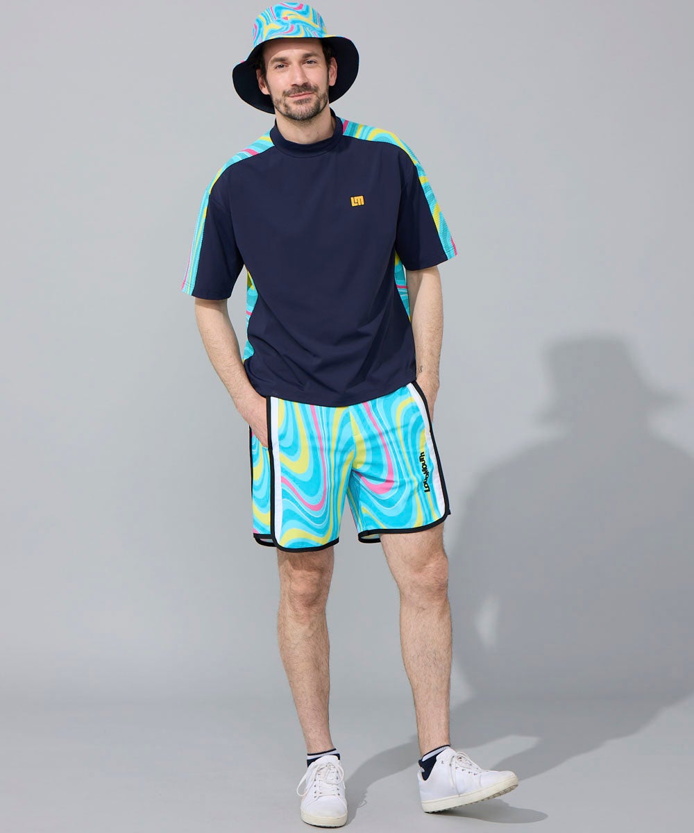 メンズ スムース×ニットサッカー切替シャツ ネイビー | LOUDMOUTH JAPAN