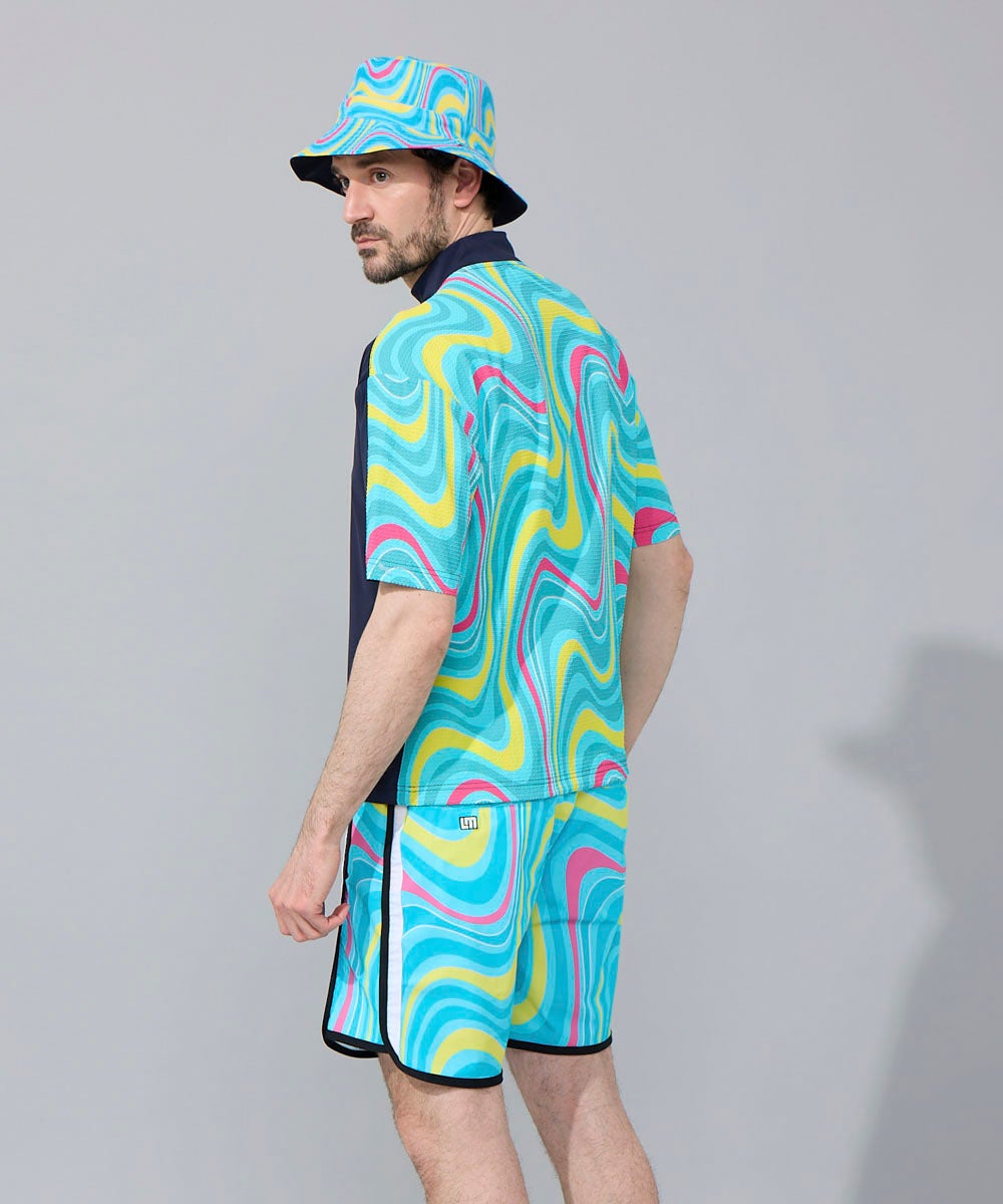 LOUDMOUTH★スムース×ニットサッカー切替シャツ ブルーLL メンズ スムース×ニットサッカー切替シャツ ネイビー | LOUDMOUTH JAPAN