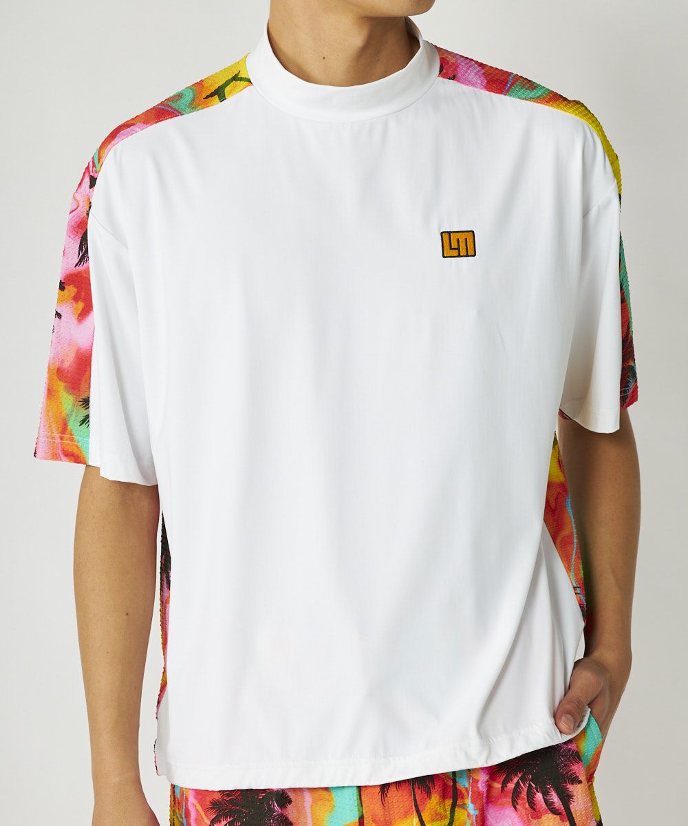 メンズ スムース×ニットサッカー切替シャツ ホワイト | LOUDMOUTH JAPAN