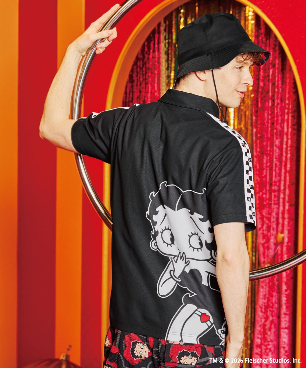 LOUDMOUTH×Betty Boop™ メンズ ポロシャツ ブラック | LOUDMOUTH