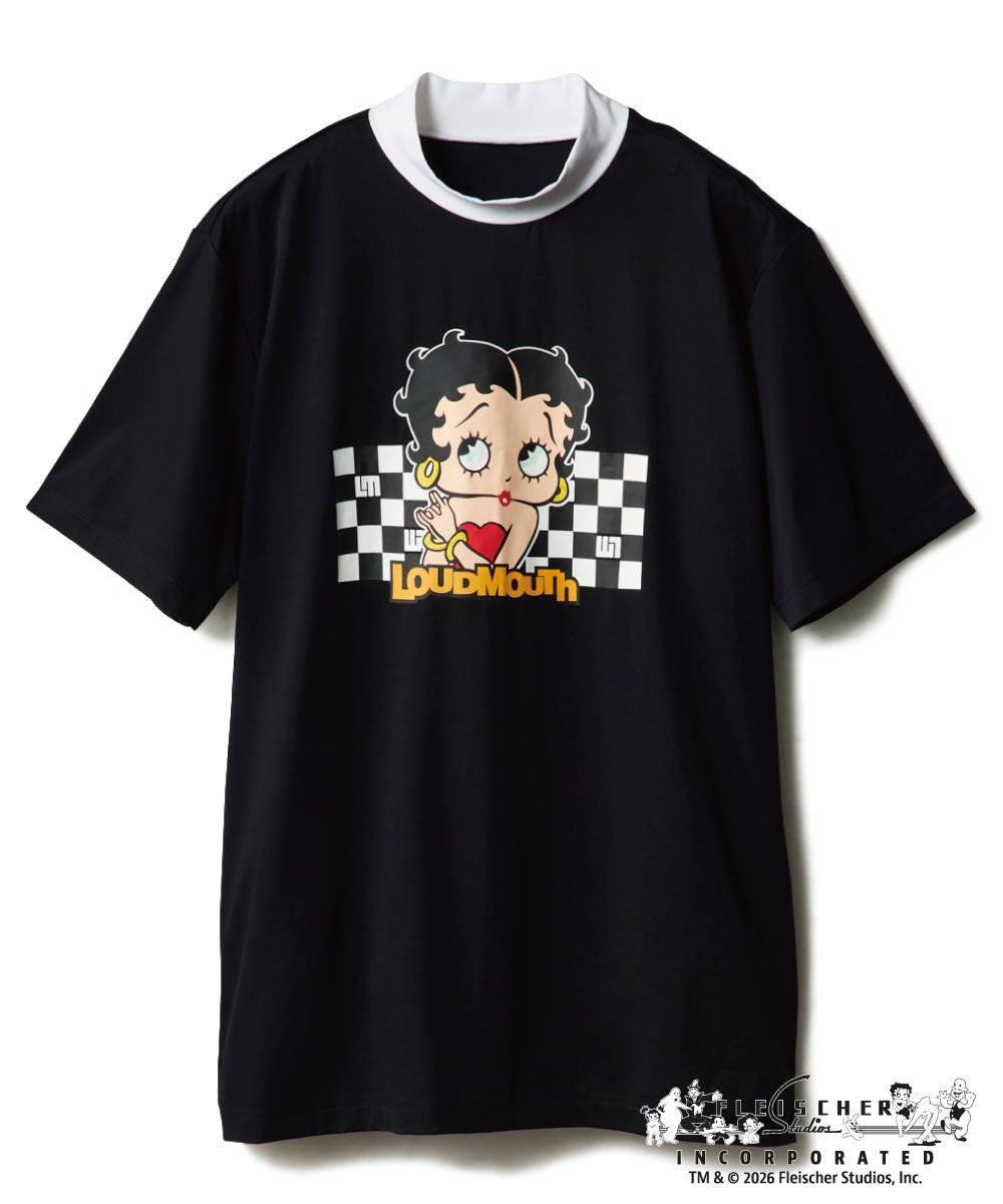 LOUDMOUTH×Betty Boop™ メンズ モックネックシャツ ブラック