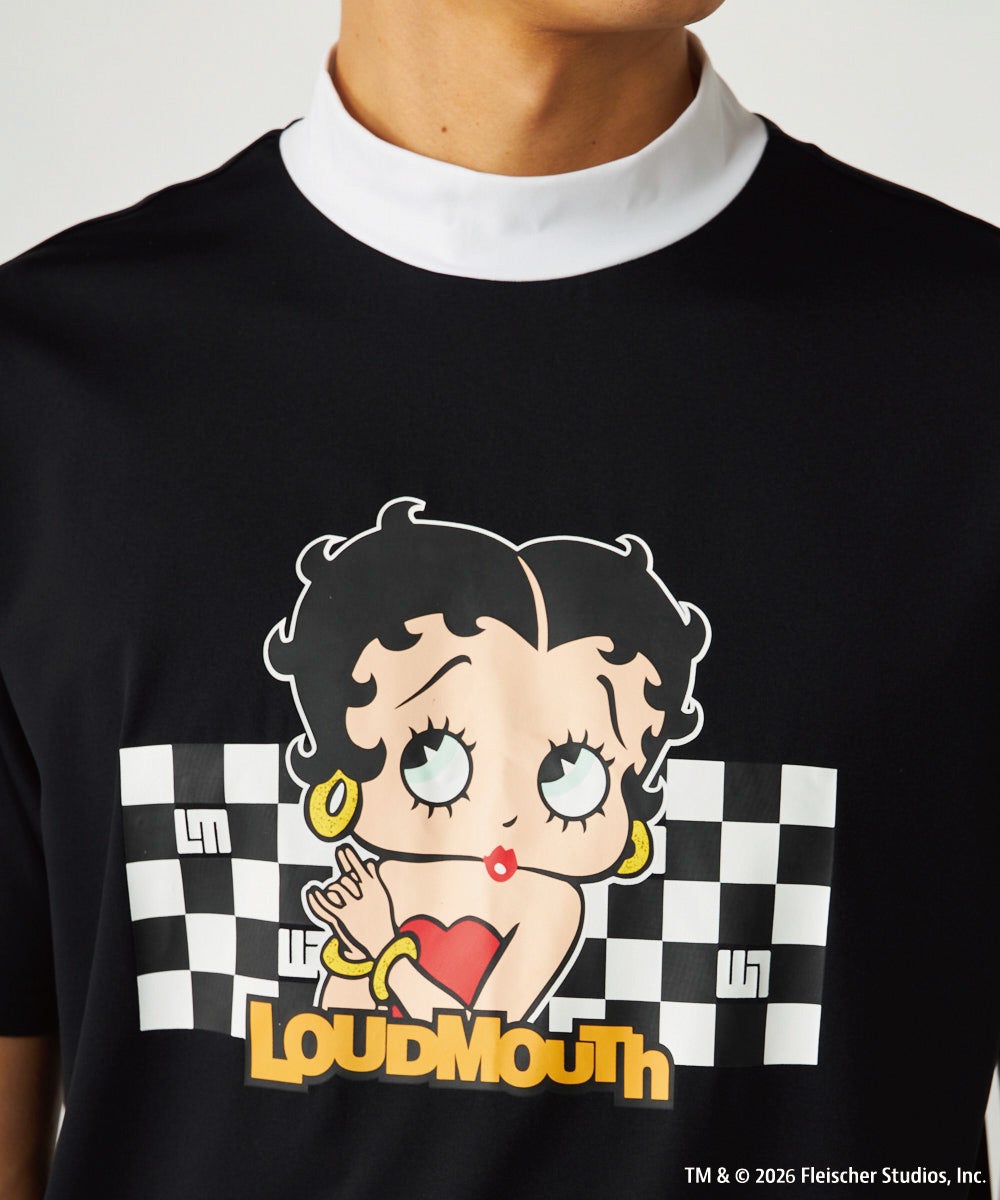 LOUDMOUTH×Betty Boop™ メンズ モックネックシャツ ブラック