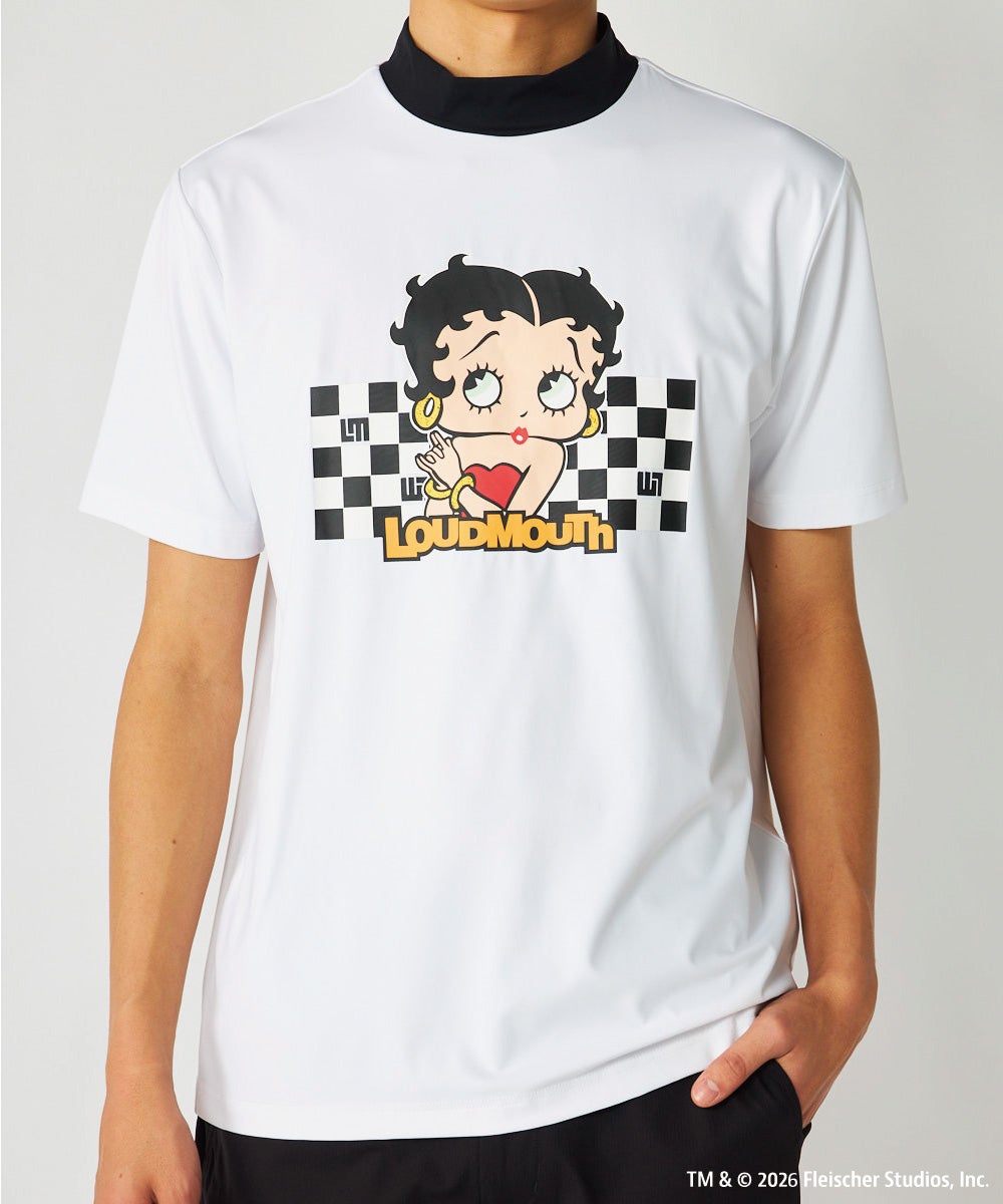 LOUDMOUTH×Betty Boop™ メンズ モックネックシャツ ホワイト