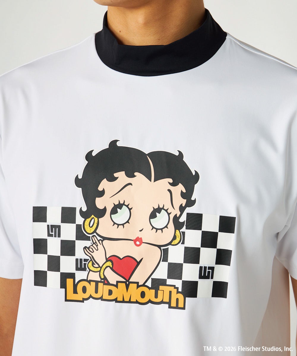 LOUDMOUTH×Betty Boop™ メンズ モックネックシャツ ホワイト