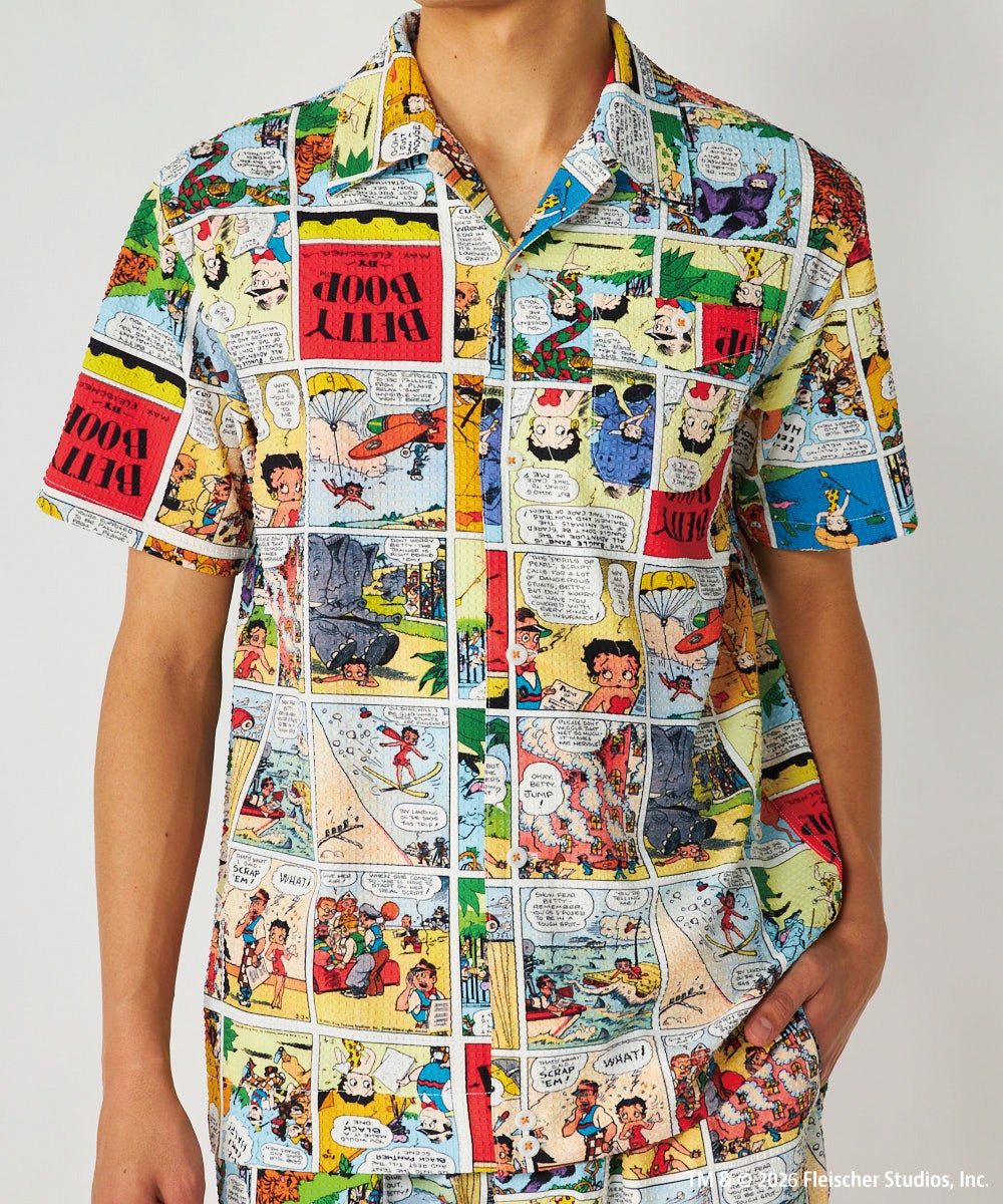 LOUDMOUTH×Betty Boop™ メンズ オープンカラーシャツ Betty