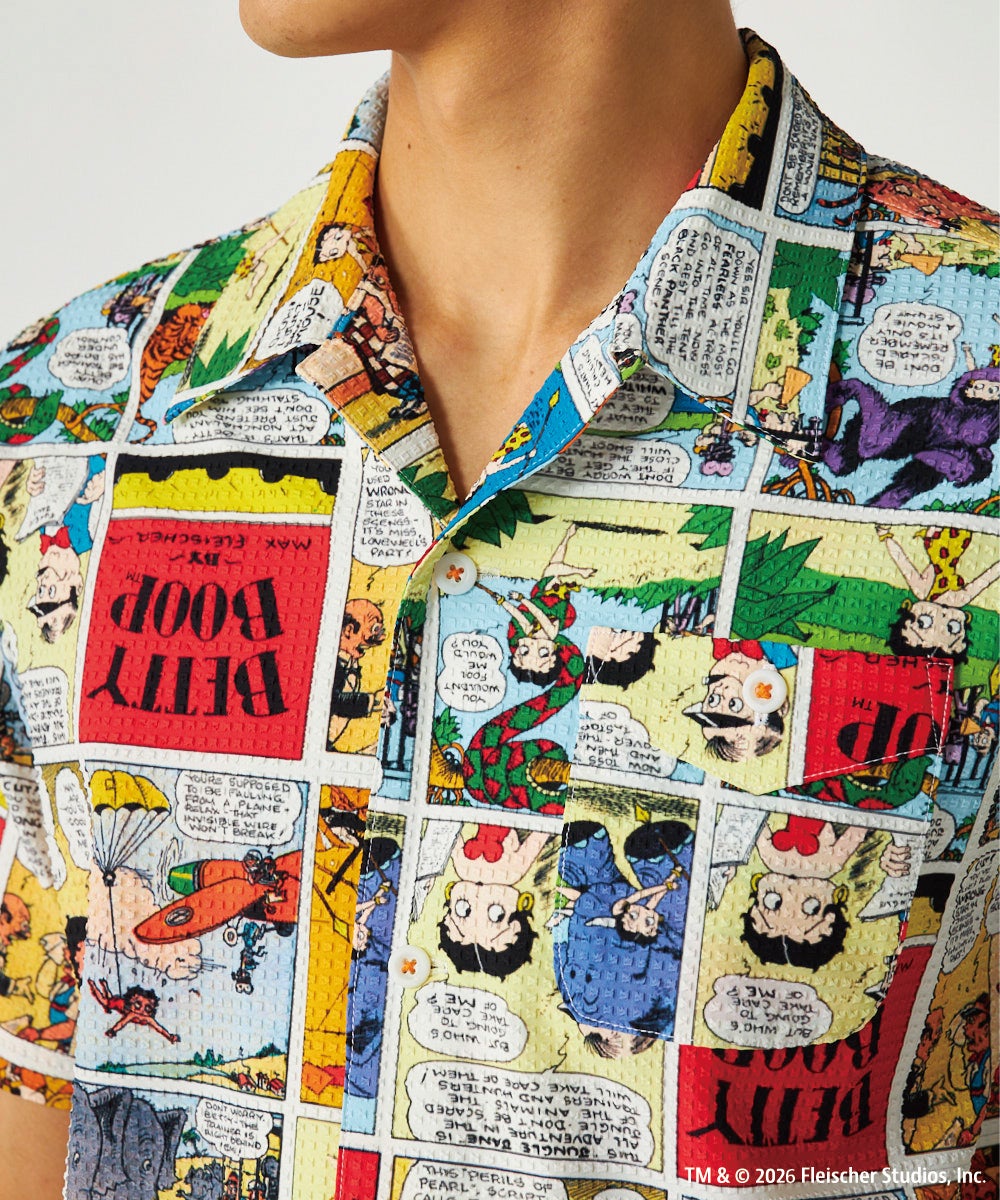 LOUDMOUTH×Betty Boop™ メンズ オープンカラーシャツ Betty