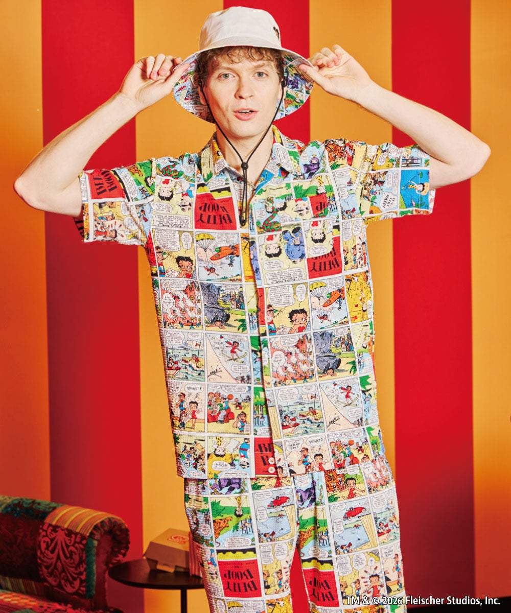 LOUDMOUTH×Betty Boop™ メンズ オープンカラーシャツ Betty
