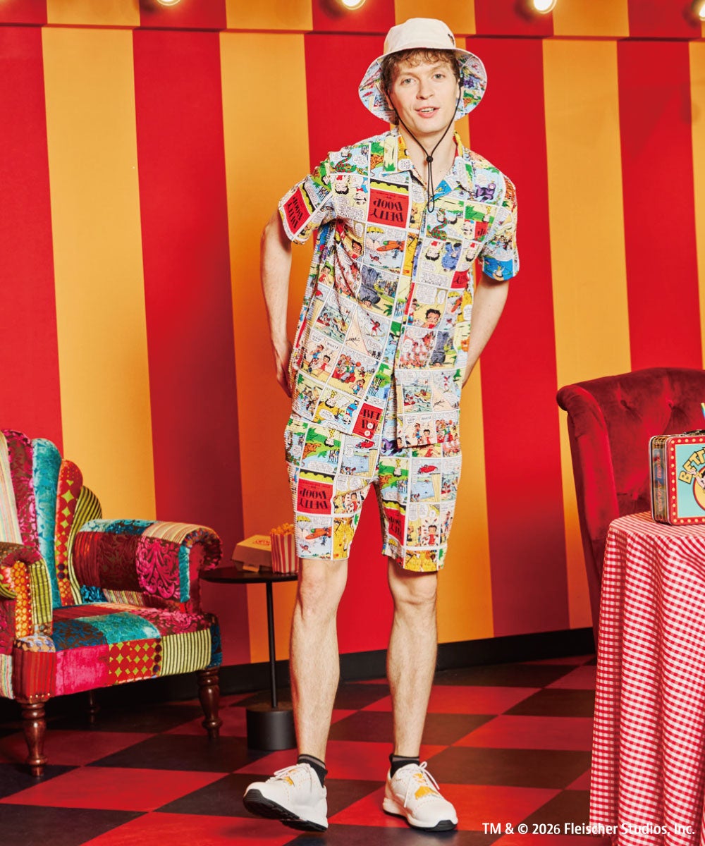 LOUDMOUTH×Betty Boop™ メンズ オープンカラーシャツ Betty