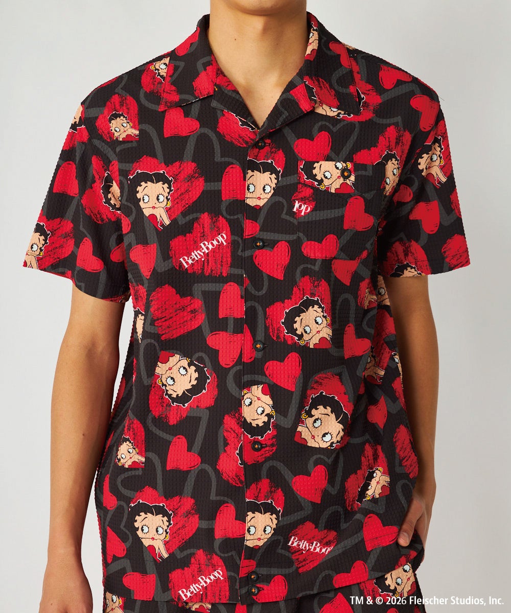 LOUDMOUTH×Betty Boop™ メンズ オープンカラーシャツ Scribble