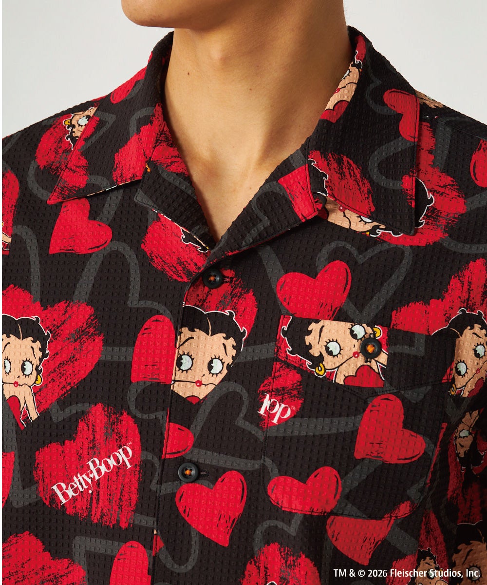 LOUDMOUTH×Betty Boop™ メンズ オープンカラーシャツ Scribble