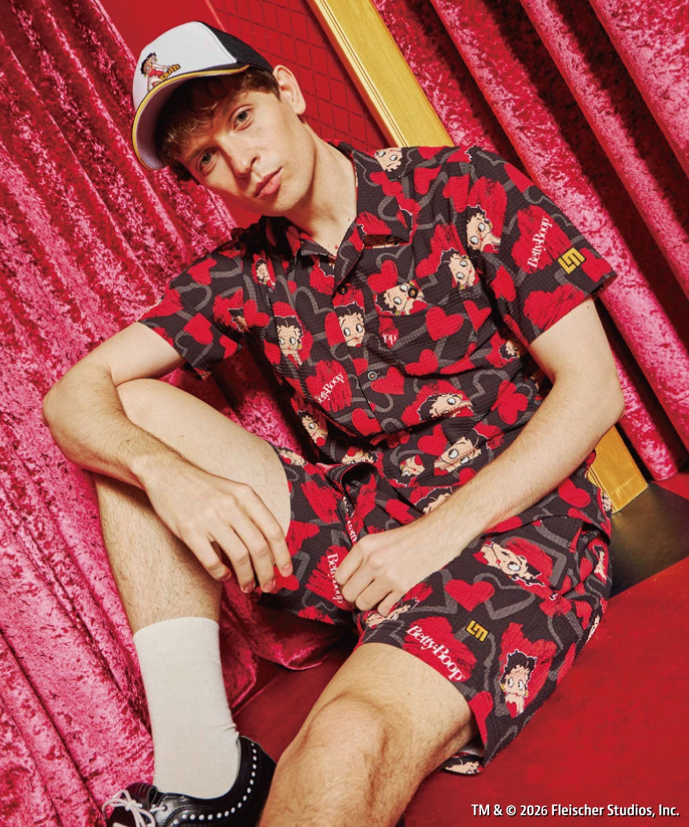 LOUDMOUTH×Betty Boop™ メンズ オープンカラーシャツ Scribble