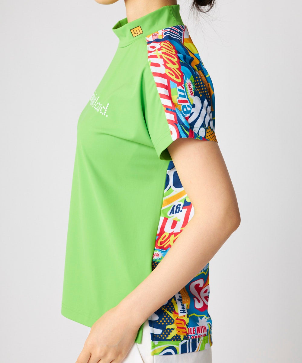 レディース 柄×無地モックネックシャツ ライトイエロー | LOUDMOUTH JAPAN