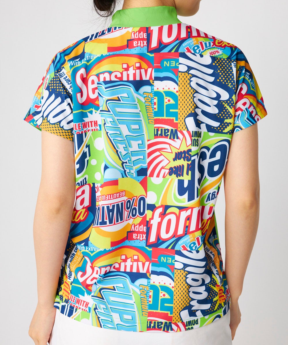 レディース 柄×無地モックネックシャツ ライトイエロー | LOUDMOUTH JAPAN