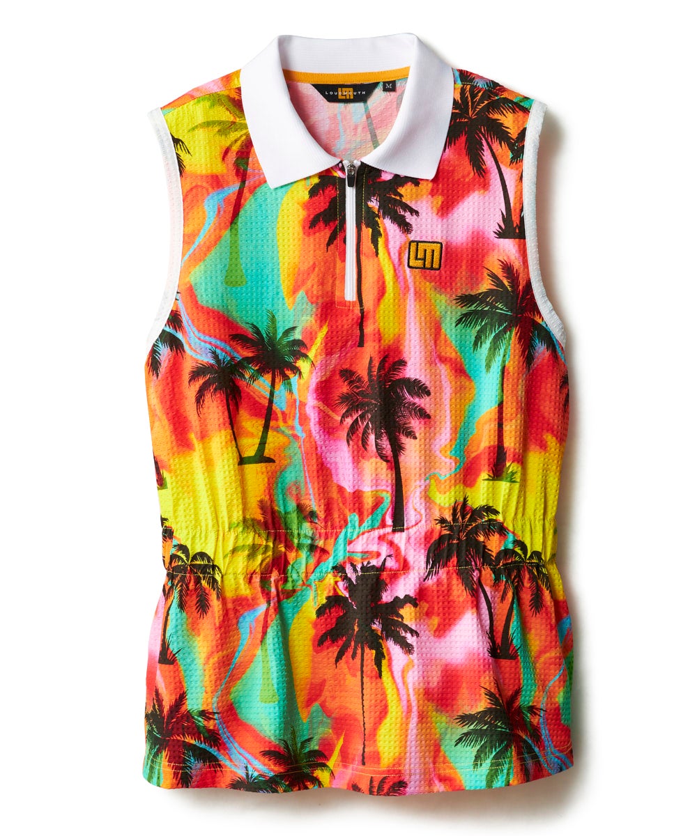 レディース 柄ニットサッカーノースリーブ Palms Mirage/パームス