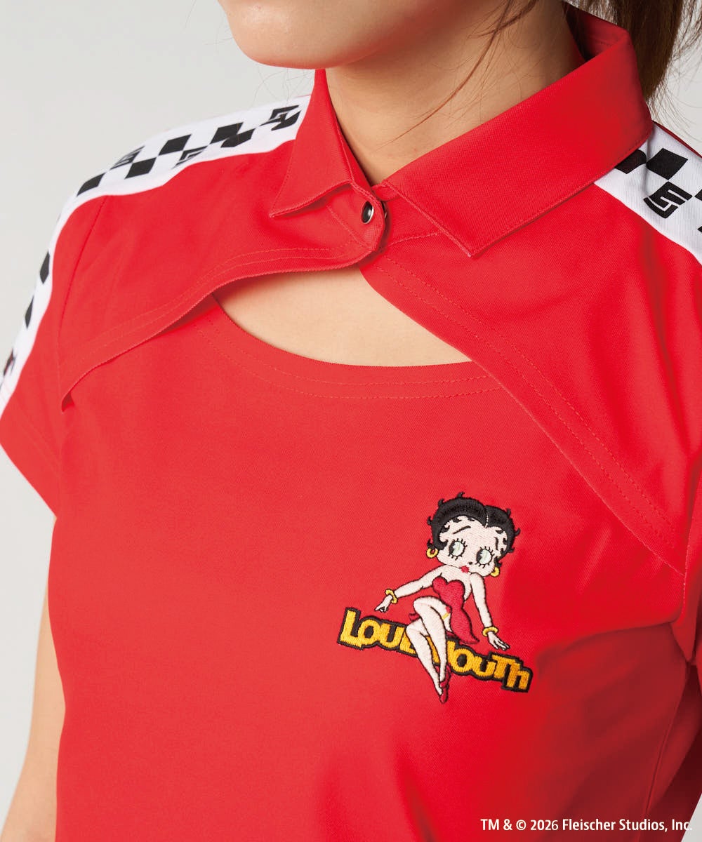 LOUDMOUTH×Betty Boop™ レディース ポロシャツ レッド