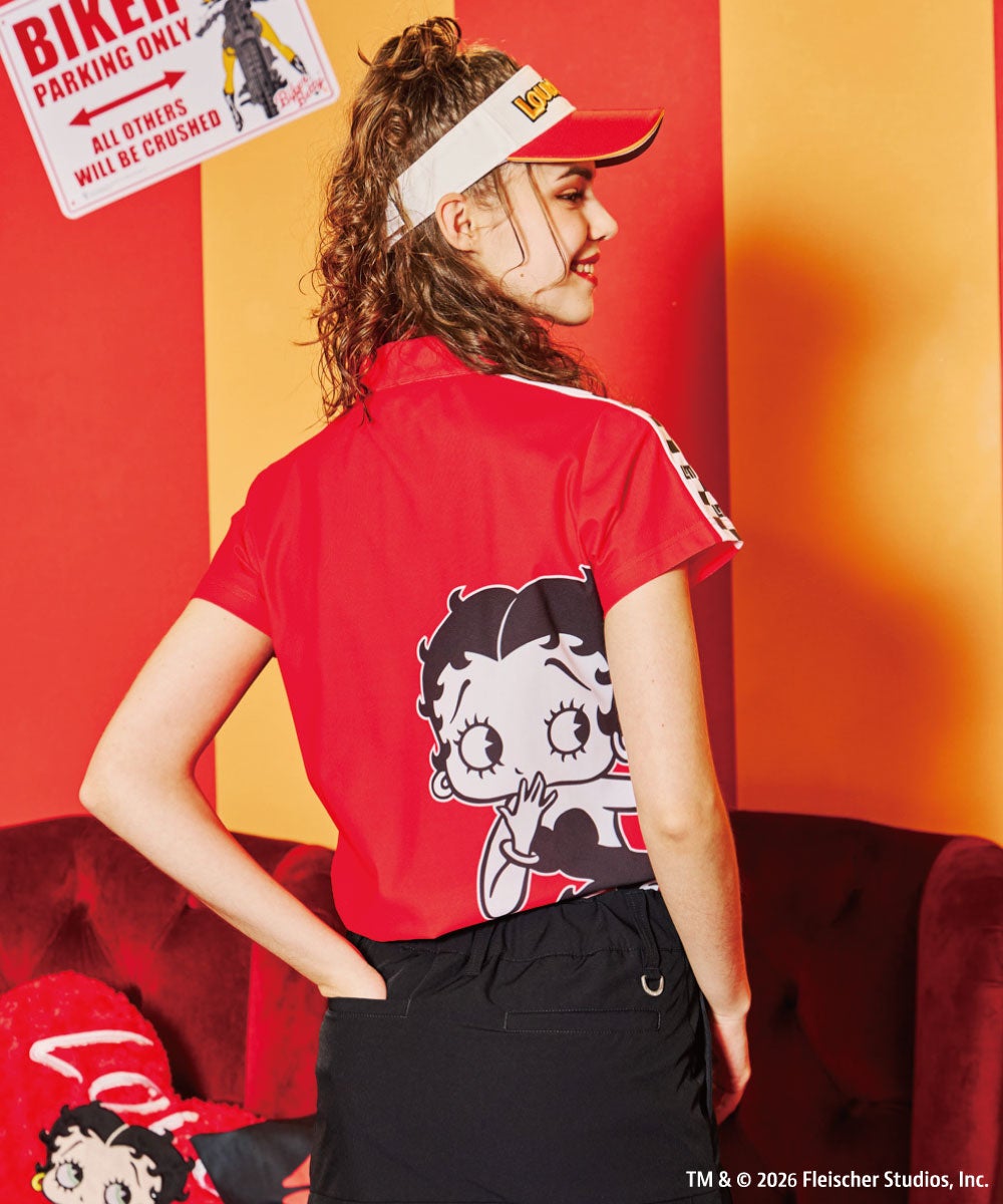 LOUDMOUTH×Betty Boop™ レディース ポロシャツ レッド