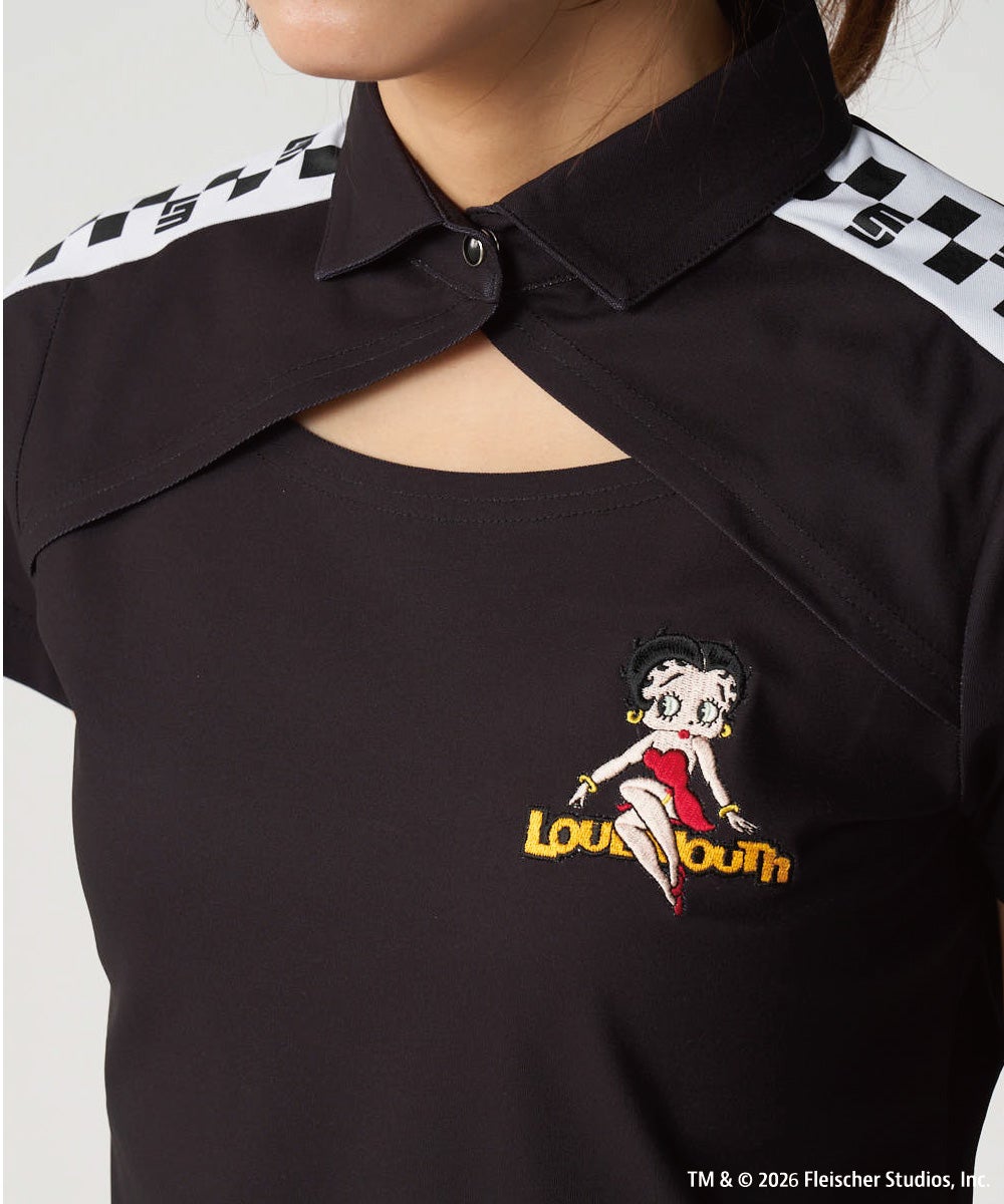 LOUDMOUTH×Betty Boop™ レディース ポロシャツ ブラック