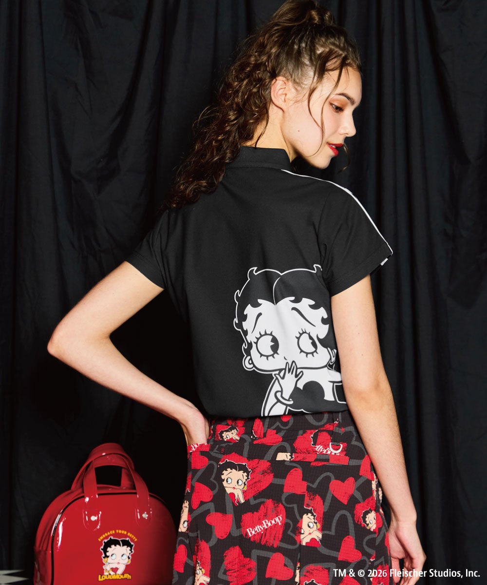 LOUDMOUTH×Betty Boop™ レディース ポロシャツ ブラック