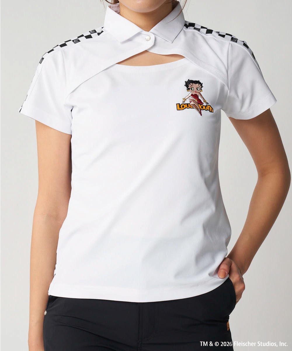LOUDMOUTH×Betty Boop™ レディース ポロシャツ ホワイト