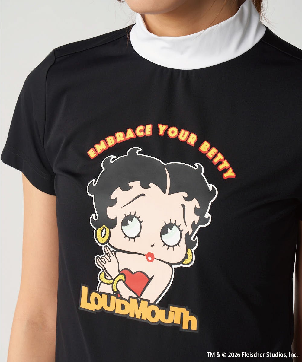 LOUDMOUTH×Betty Boop™ レディース モックネックシャツ ブラック