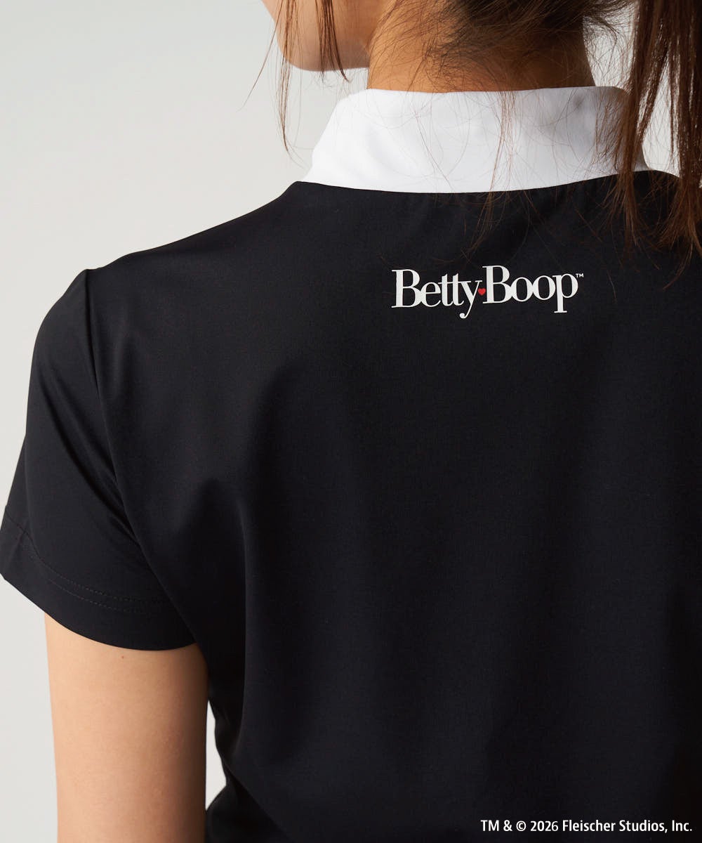 LOUDMOUTH×Betty Boop™ レディース モックネックシャツ ブラック