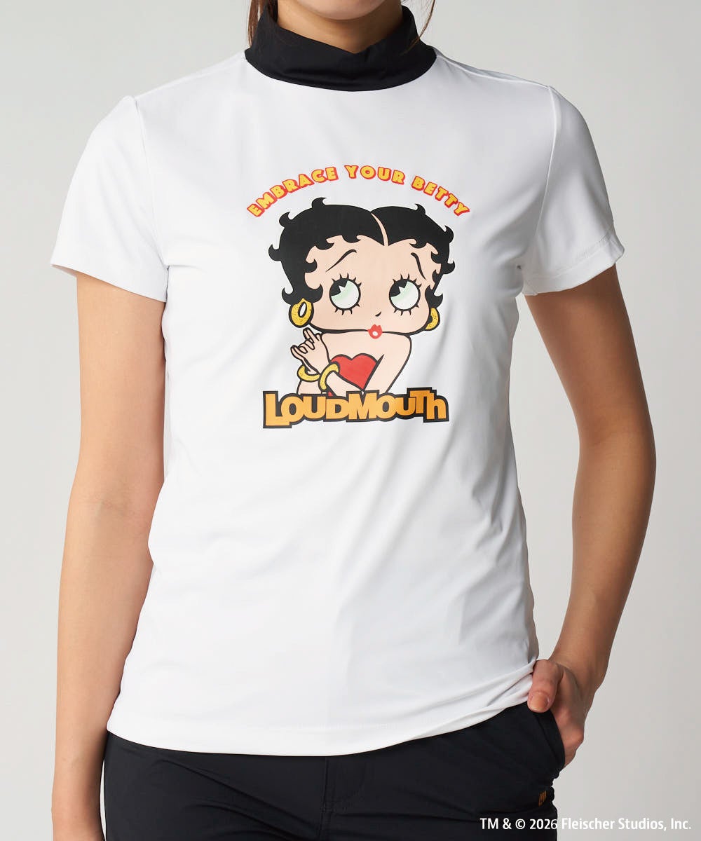 LOUDMOUTH×Betty Boop™ レディース モックネックシャツ ホワイト
