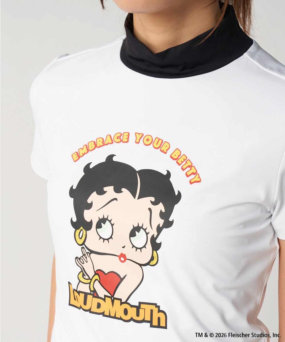 LOUDMOUTH×Betty Boop™ レディース モックネックシャツ ホワイト