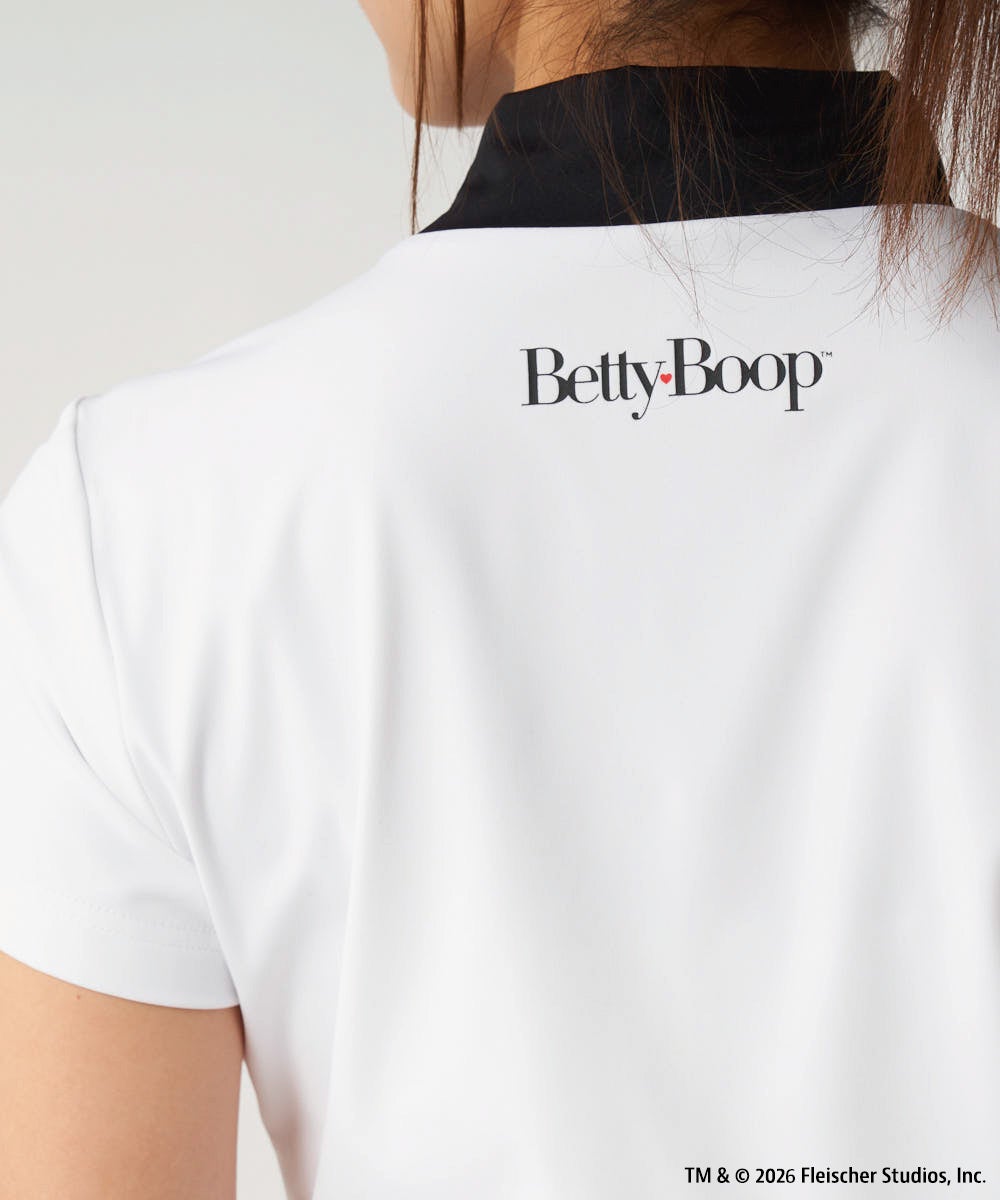 LOUDMOUTH×Betty Boop™ レディース モックネックシャツ ホワイト