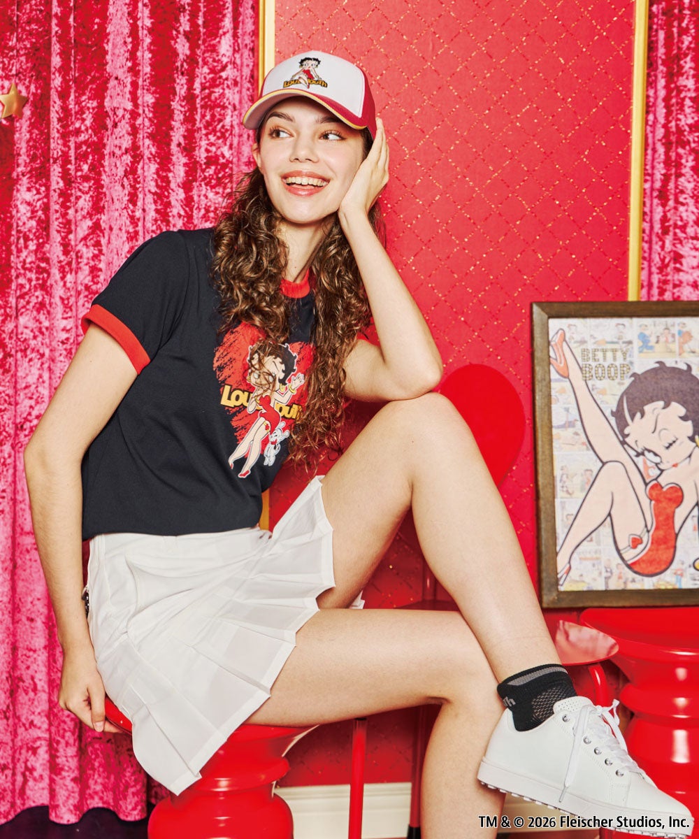LOUDMOUTH×Betty Boop™ レディース Tシャツ ブラック