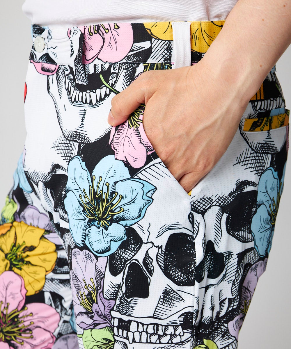 LOUDMOUTH スカル柄 メンズブラックパンツ メンズ 柄ロングパンツ Skull Flowers/スカルフラワーズ | LOUDMOUTH JAPAN