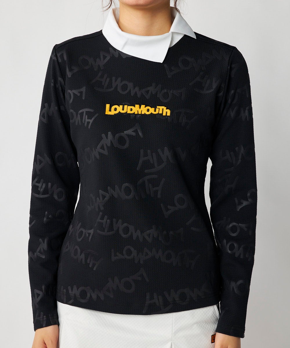 レディース 膨れエンボスモックネックシャツ ブラック | LOUDMOUTH JAPAN