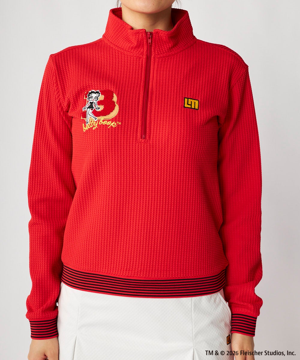 LOUDMOUTH×Betty Boop™ レディース ワッフルハーフZIPシャツ