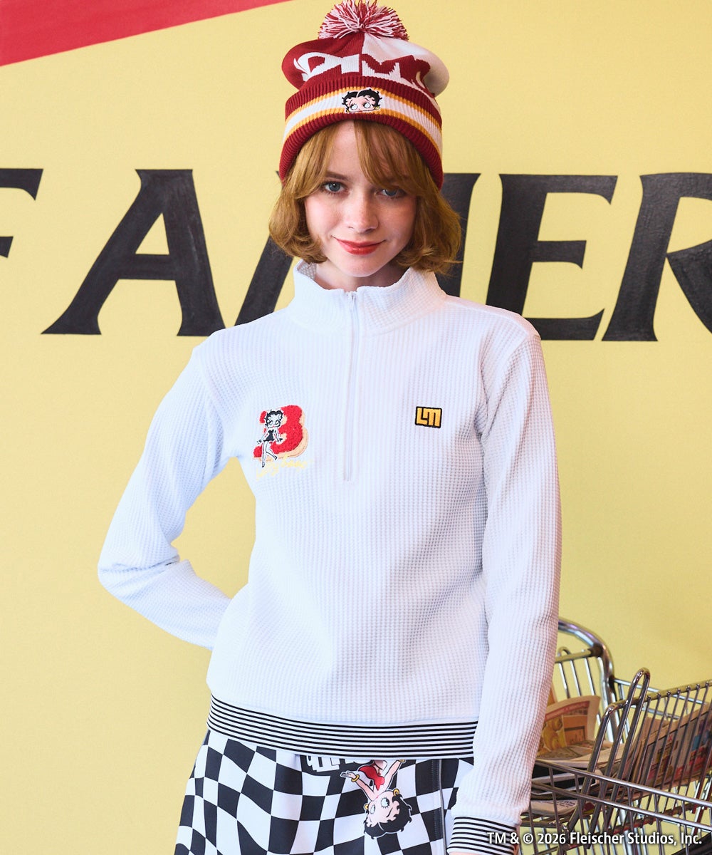 LOUDMOUTH×Betty Boop™ レディース ワッフルハーフZIPシャツ
